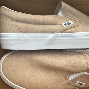 Vans Beige Canvas Slip-On Shoes